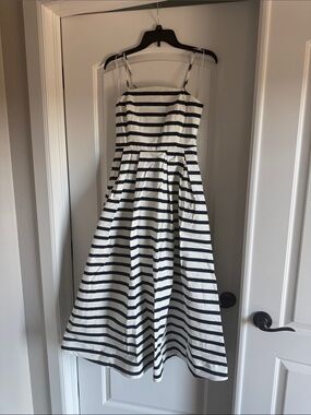 English Factory Navy and White Midi Dress
